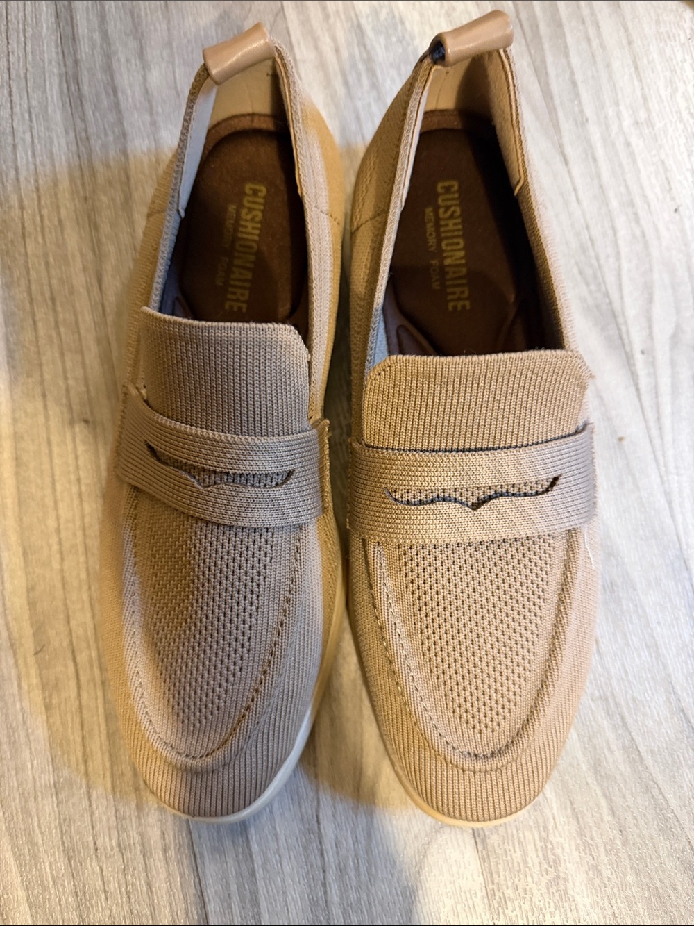 Woman’s Tan Knit Slip-On Loafers